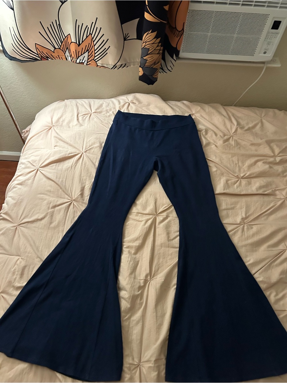 Sold Out! Soul Flower Navy Flare Bell Bottom Stretch Organic Cotton Pants
